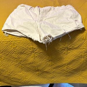Women's White Distressed Denim Shorts